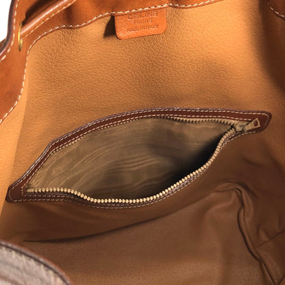 CELINE Macadam Blason Drawstring Shoulder bag Brown Vintage wc85jm