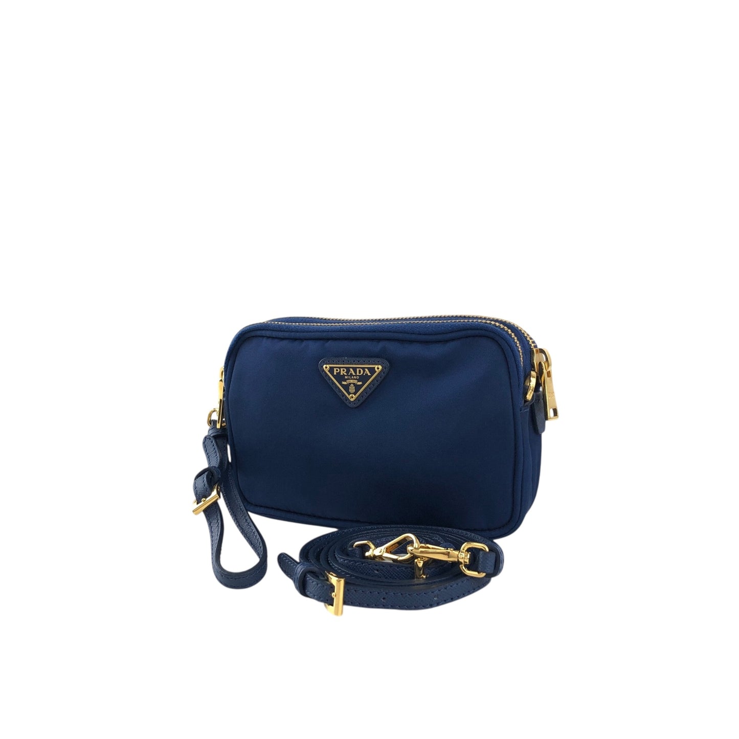 PRADA 三角形標誌雙向小手提包單肩包藍色復古 wa4xz3