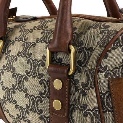 CELINE Triomphe Small Boston bag Handbag Brown Vintage 2j8imx
