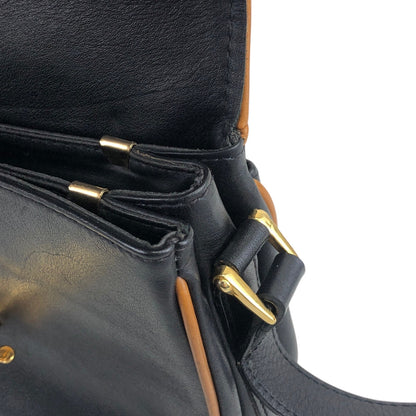 CELINE Triomphe Piping Shoulder bag Black×Brown Vintage 5hc7wn