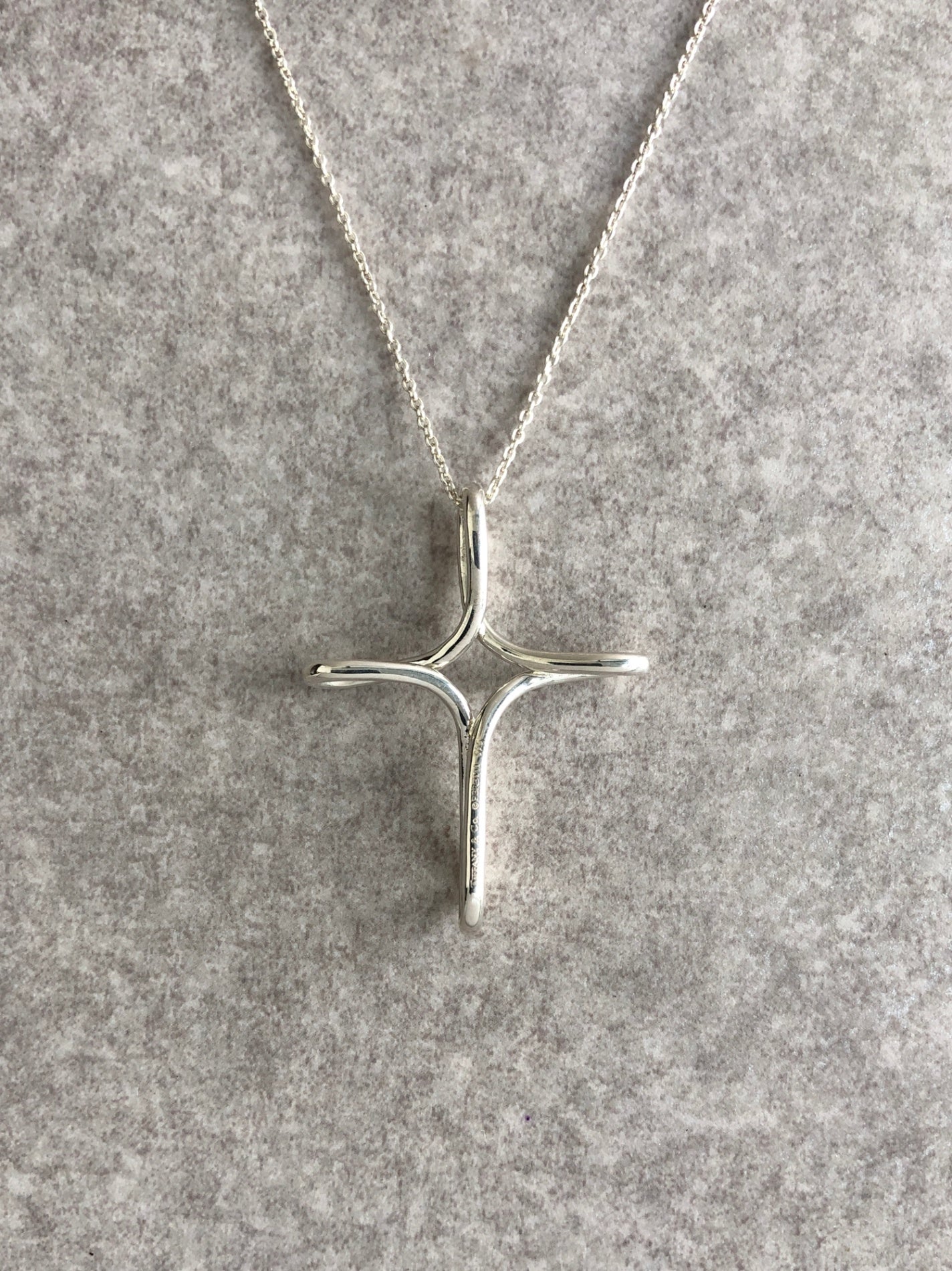 Tiffany & Co. Cross SILVER925 Necklace Silver Vintage h43x6c