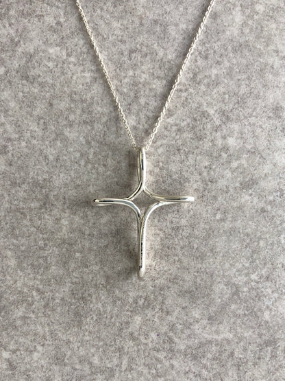 Tiffany & Co. Cross SILVER925 Necklace Silver Vintage h43x6c