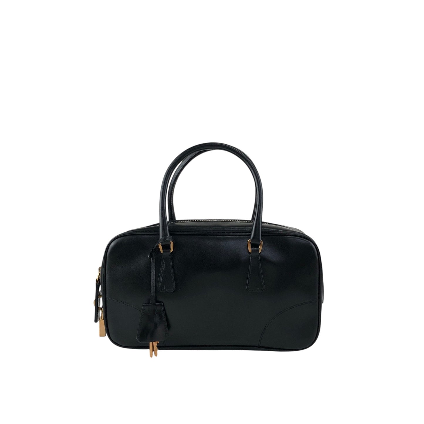 PRADA Triangle Logo Small Boston bag Handbag Black Vintage b7mxwa