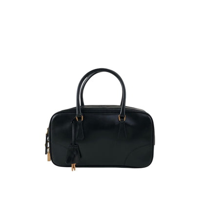 PRADA Triangle Logo Small Boston bag Handbag Black Vintage b7mxwa