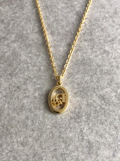 Christian Dior Logo Motif Necklace Gold Vintage nkmv6n
