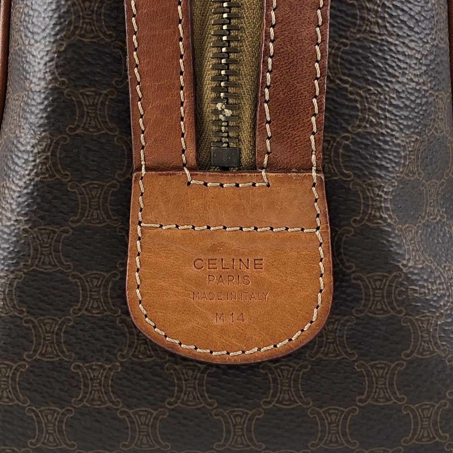 CELINE Macadam Blason Small Boston bag Handbag Brown Vintage 3wak2v