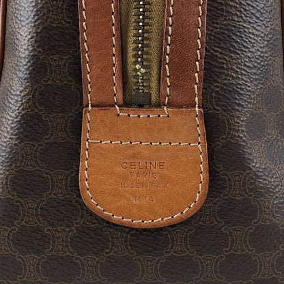 CELINE Macadam Blason Small Boston bag Handbag Brown Vintage 3wak2v