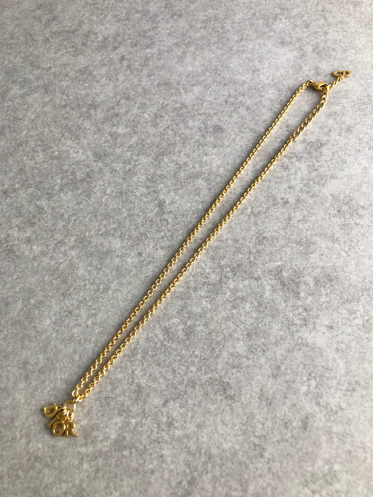 Christian Dior Logo Motif Necklace Gold Vintage awfb7p