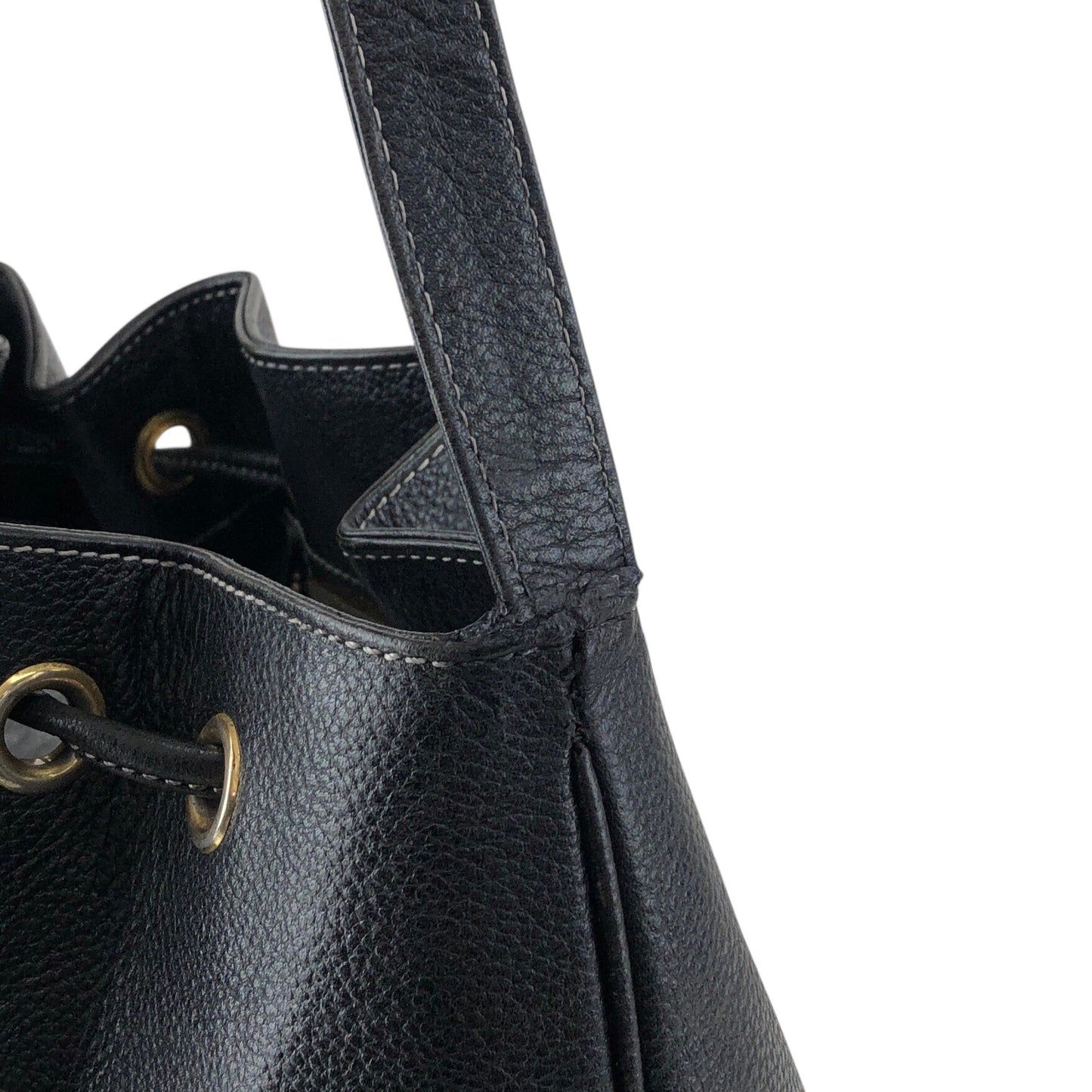 Yves Saint Laurent YSL Logo Drawstring Shoulder bag Black Vintage 3jig7u