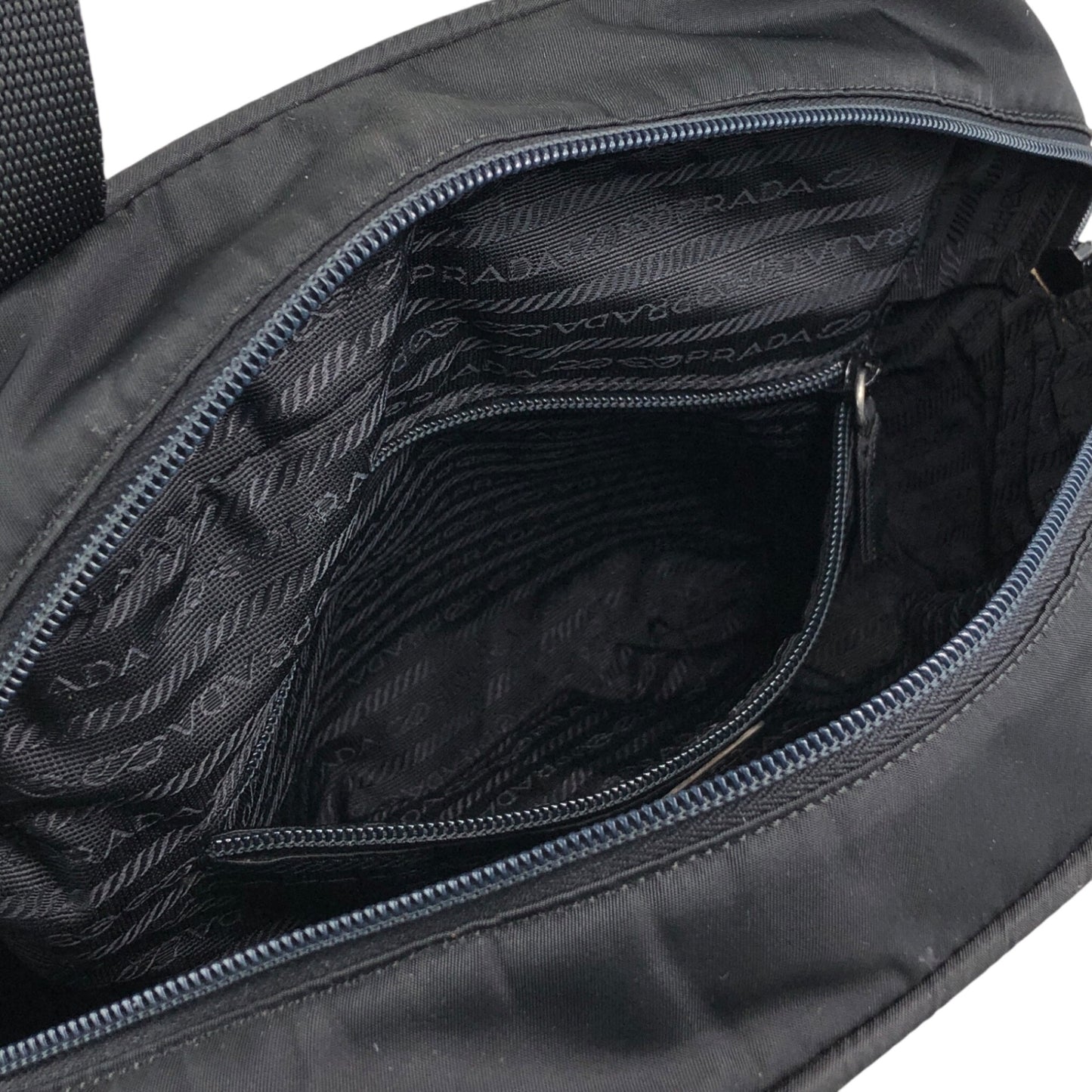 PRADA Tessuto Triangle Logo Padlock Handbag Black Vintage h25vhs