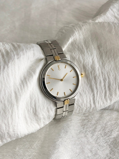 Yves Saint Laurent YSL Logo Watch Silver Vintage 6pjpwm