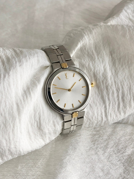 Yves Saint Laurent YSL Logo Watch Silver Vintage 6pjpwm