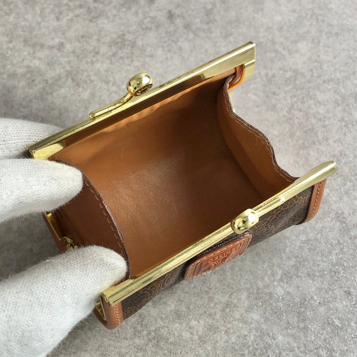 CELINE Macadam Blason Coin Purse Brown Vintage fjmvvj