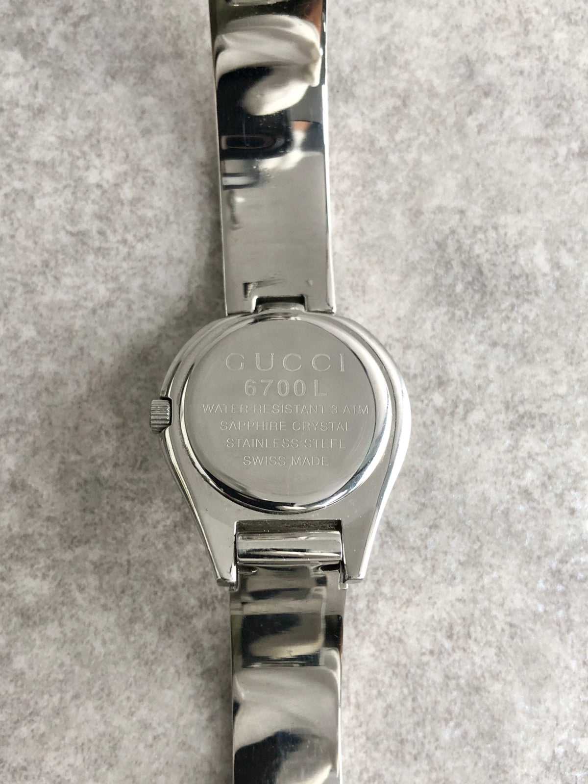 GUCCI Logo Quartz Watch Silver 6700L Vintage 28ufd2