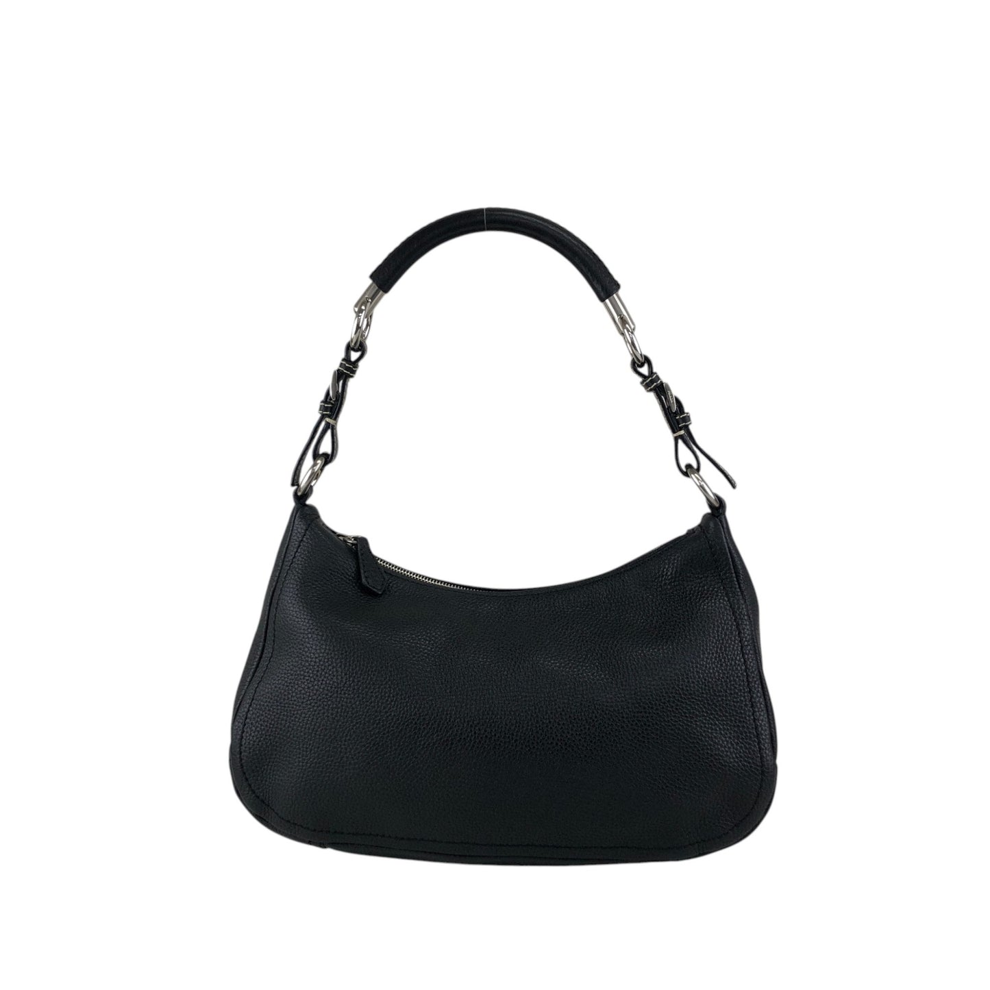 PRADA Triangle Logo Shoulder bag Hobobag Black Vintage 5at4nv