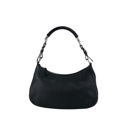 PRADA Triangle Logo Shoulder bag Hobobag Black Vintage 5at4nv