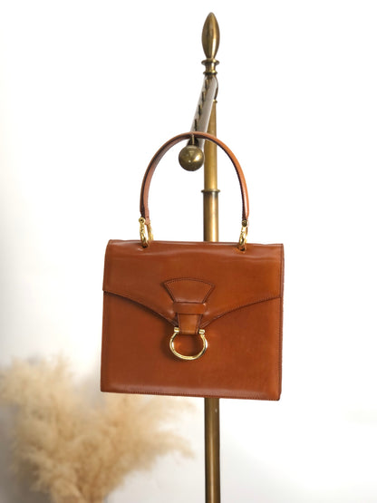 CELINE Horse Bit Handbag Brown Vintage w8t6ny