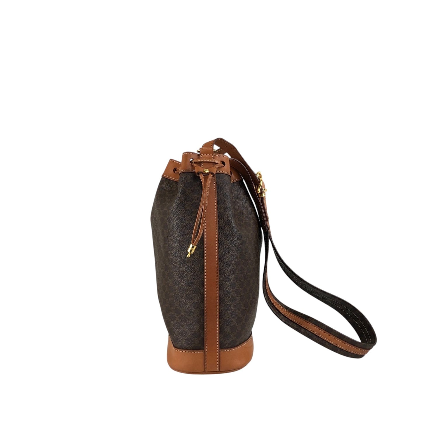 CELINE Macadam Blason Drawstring Shoulder bag Brown Vintage 6tzfb8