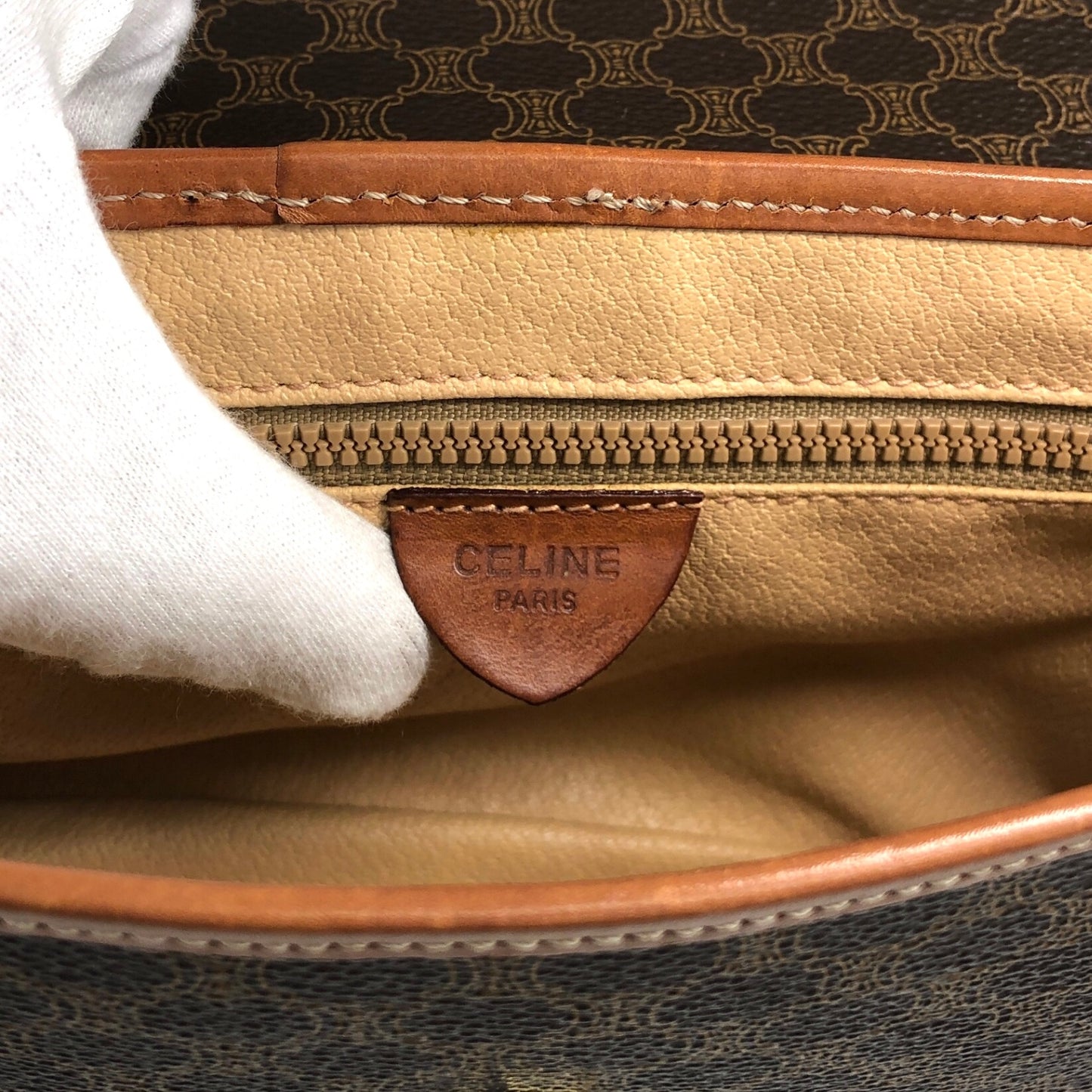 CELINE Macadam Blason Shoulder bag Brown Vintage 2mumnz