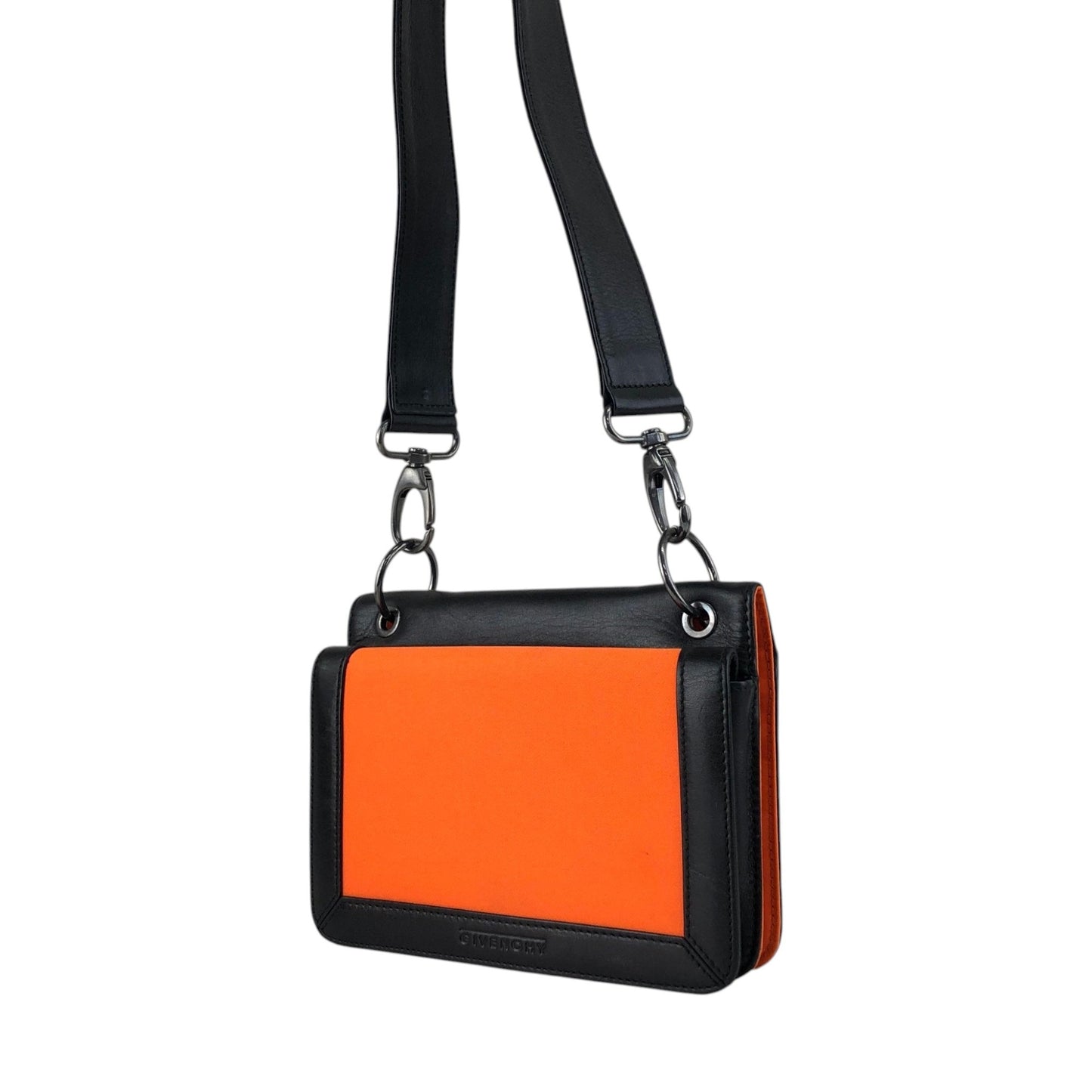 GIVENCHY Logo Shoulder bag Black×Orange Vintage ahpuhk