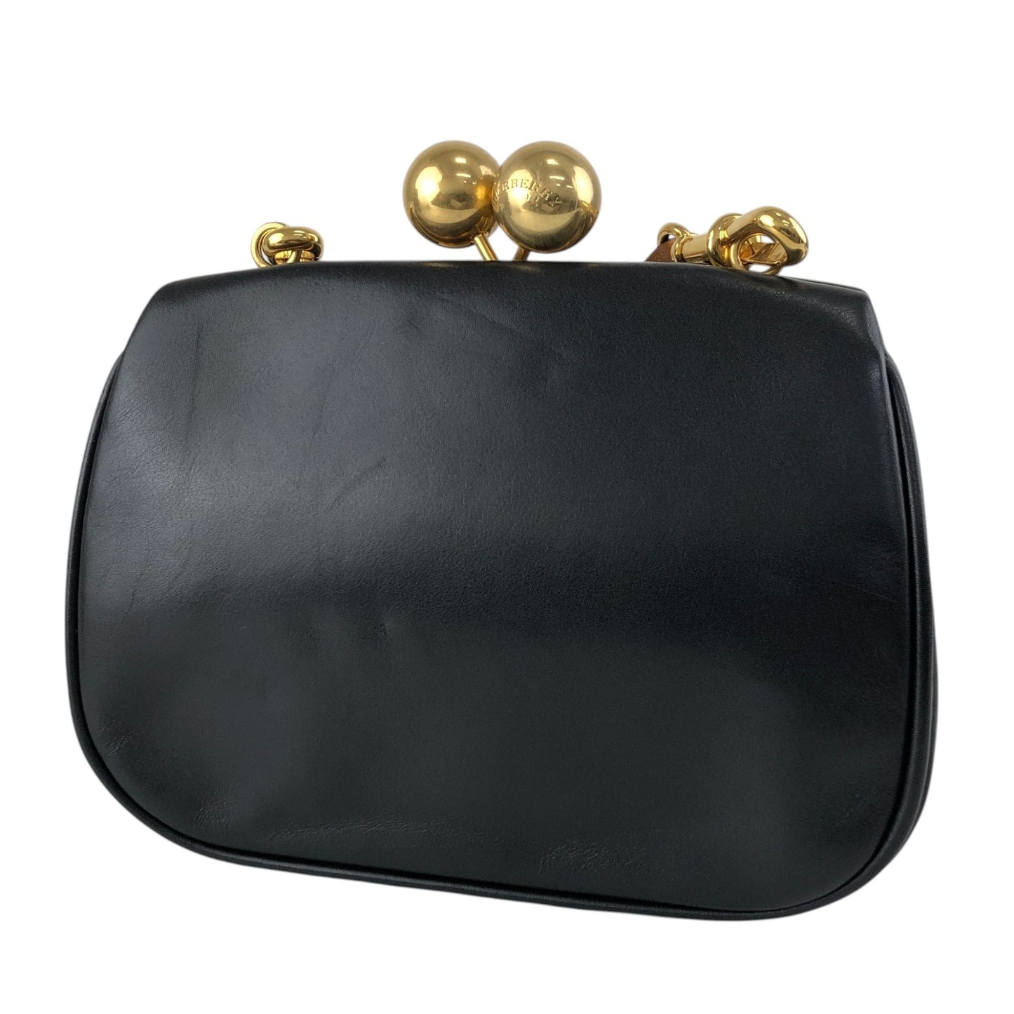 BURBERRY Logo Metal Clasp Shoulder bag Black Vintage hdymvu
