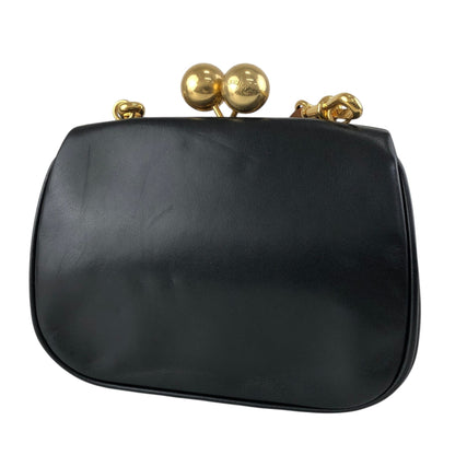 BURBERRY Logo Metal Clasp Shoulder bag Black Vintage hdymvu