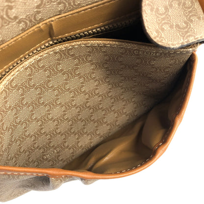 CELINE Macadam Blason Leather Shoulder bag Beige Vintage 78bcka