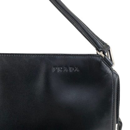 PRADA Logo Embossed Shoulder bag Black T4Q8CGH Vintage duepcf
