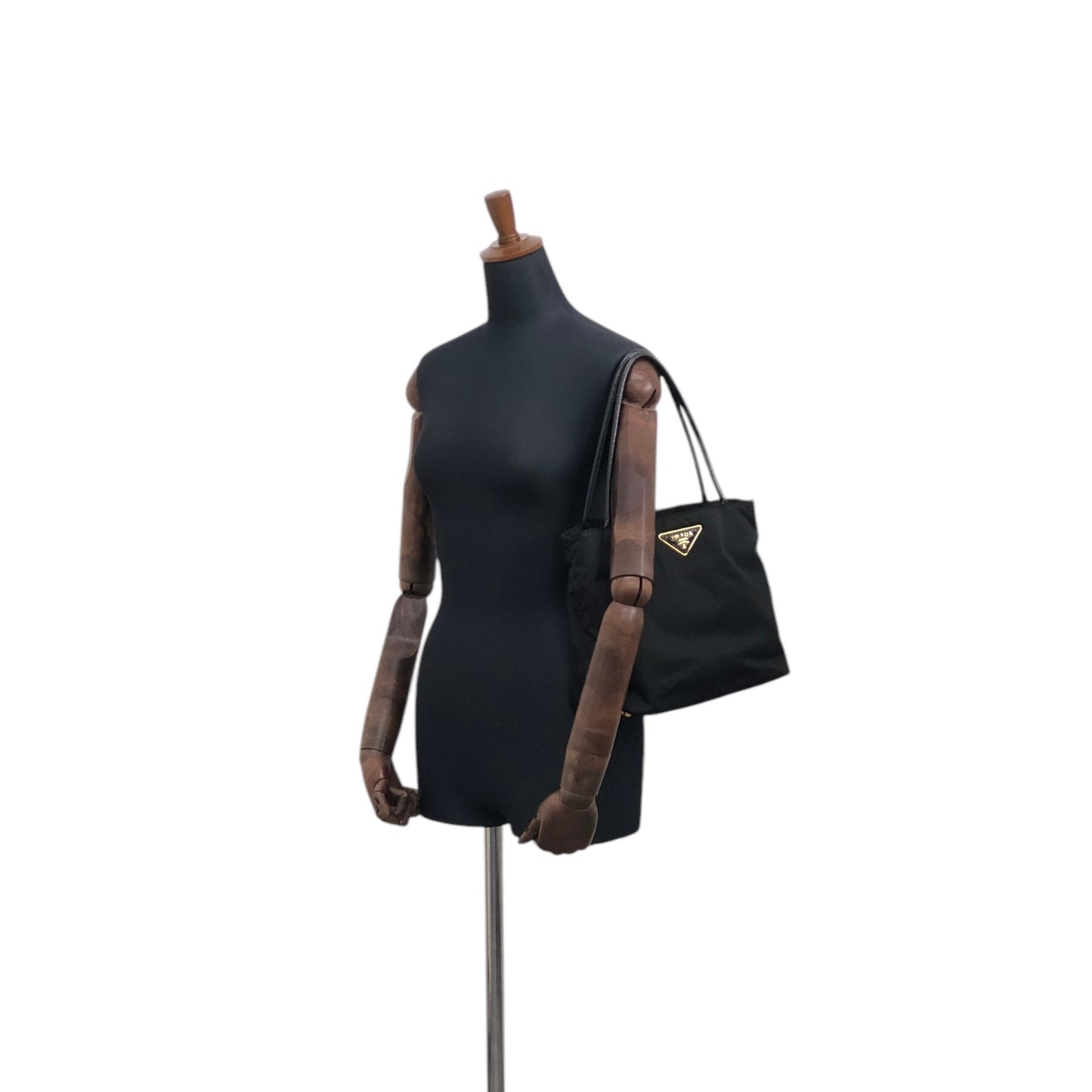 PRADA Tessuto Triangle Logo Totebag Black Vintage 2w8wct