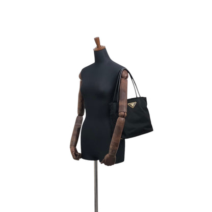 PRADA Tessuto Triangle Logo Totebag Black Vintage 2w8wct