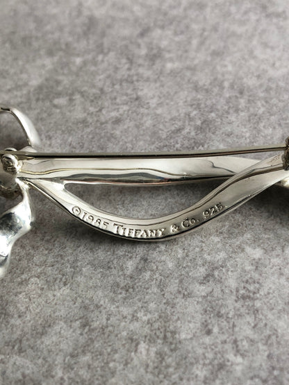 Tiffany & Co. Ribbon Motif Brooch Silver Vintage tcufvv