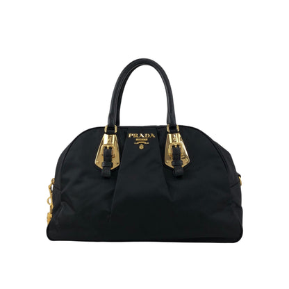 PRADA Logo Two-way Small Boston bag Shoulder bag Black Vintage is5a6n