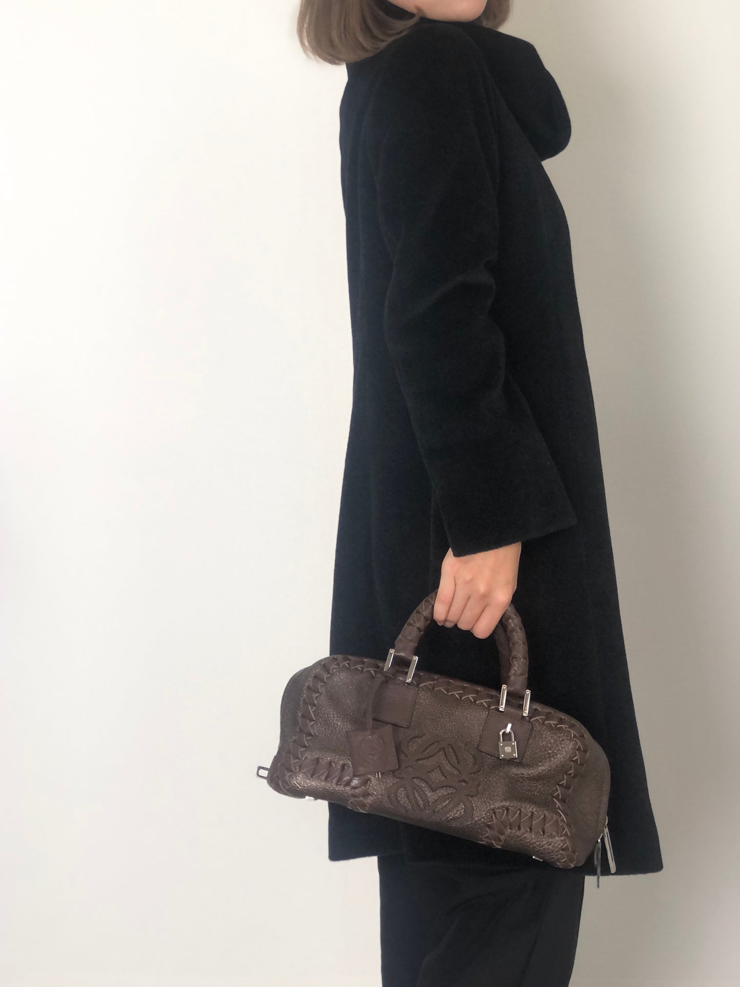 LOEWE Amazona28 Anagram Handbag Boston bag Brown Vintage rd4izx