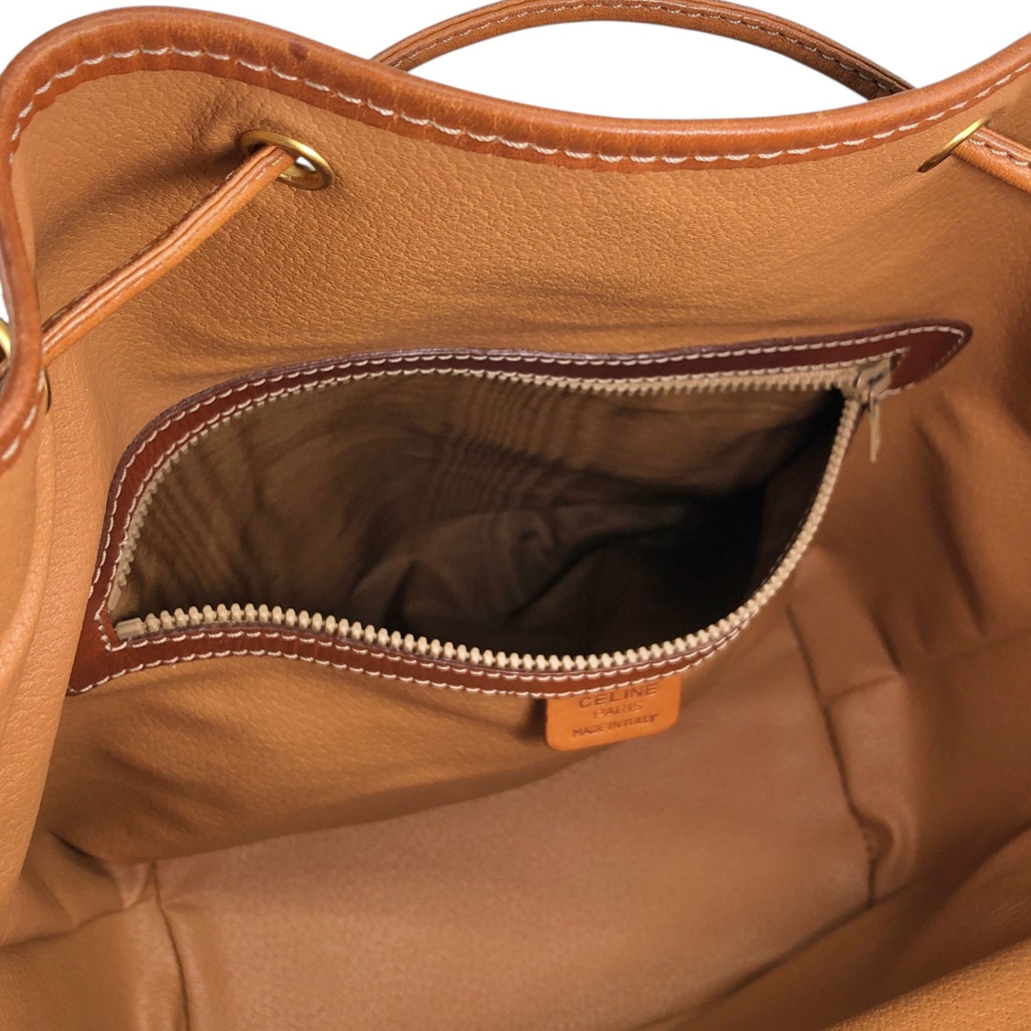 CELINE Macadam Blason Drawstring Shoulder bag Brown Vintage ex6n3b