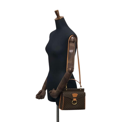 CELINE Macadam Gancini Two-way Handbag Shoulder bag Brown Vintage kgm5ej