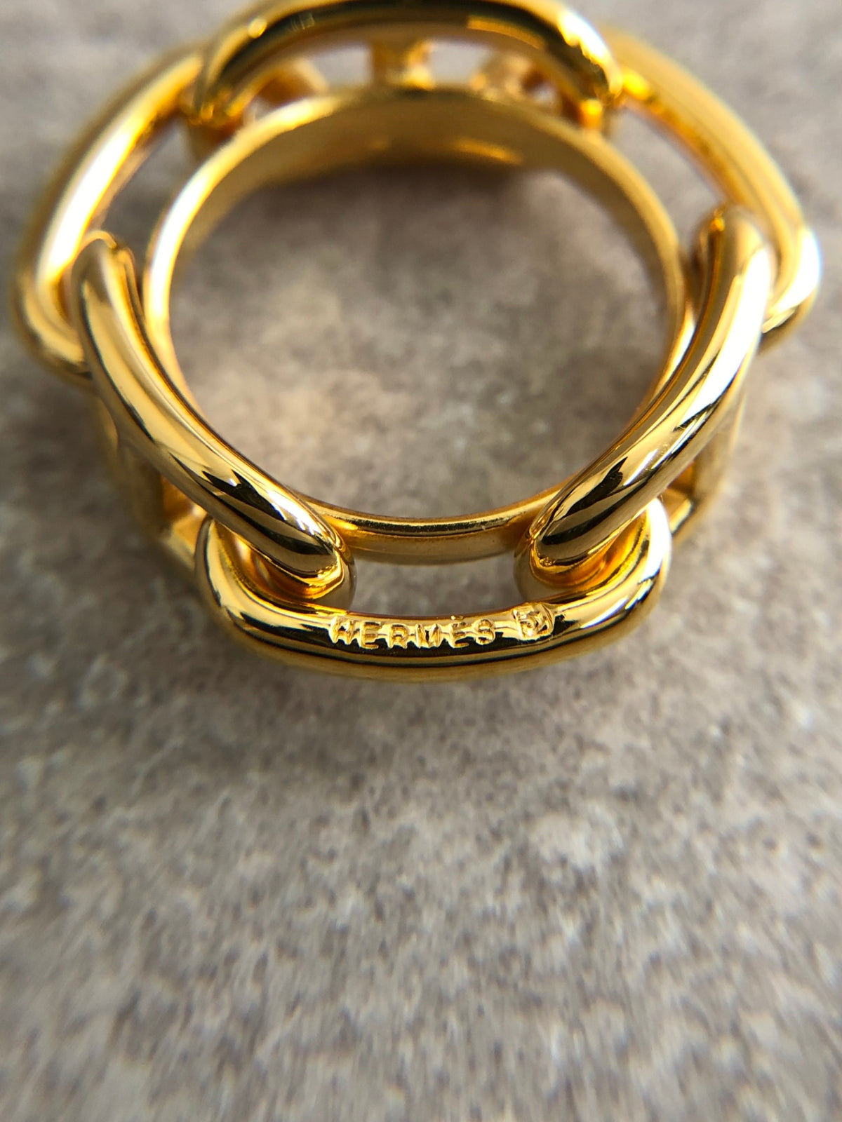 HERMES Scarf Ring Gold Vintage ykftau