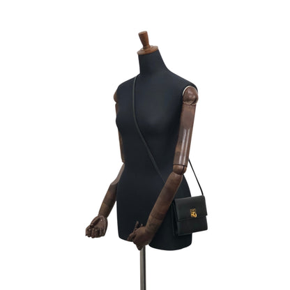CELINE Gancini Shoulder bag Black Vintage 5hj33y