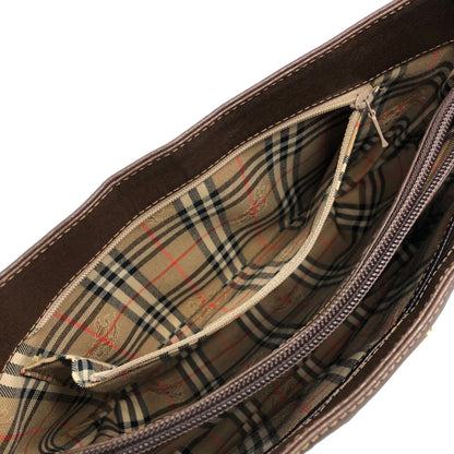 BURBERRY Logo Shoulder bag Brown Vintage  jmw4eb