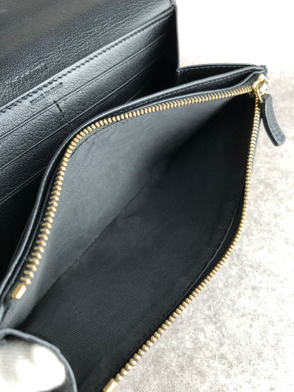 Yves Saint Laurent YSL Logo Long Wallet Black Vintage ipdgzz
