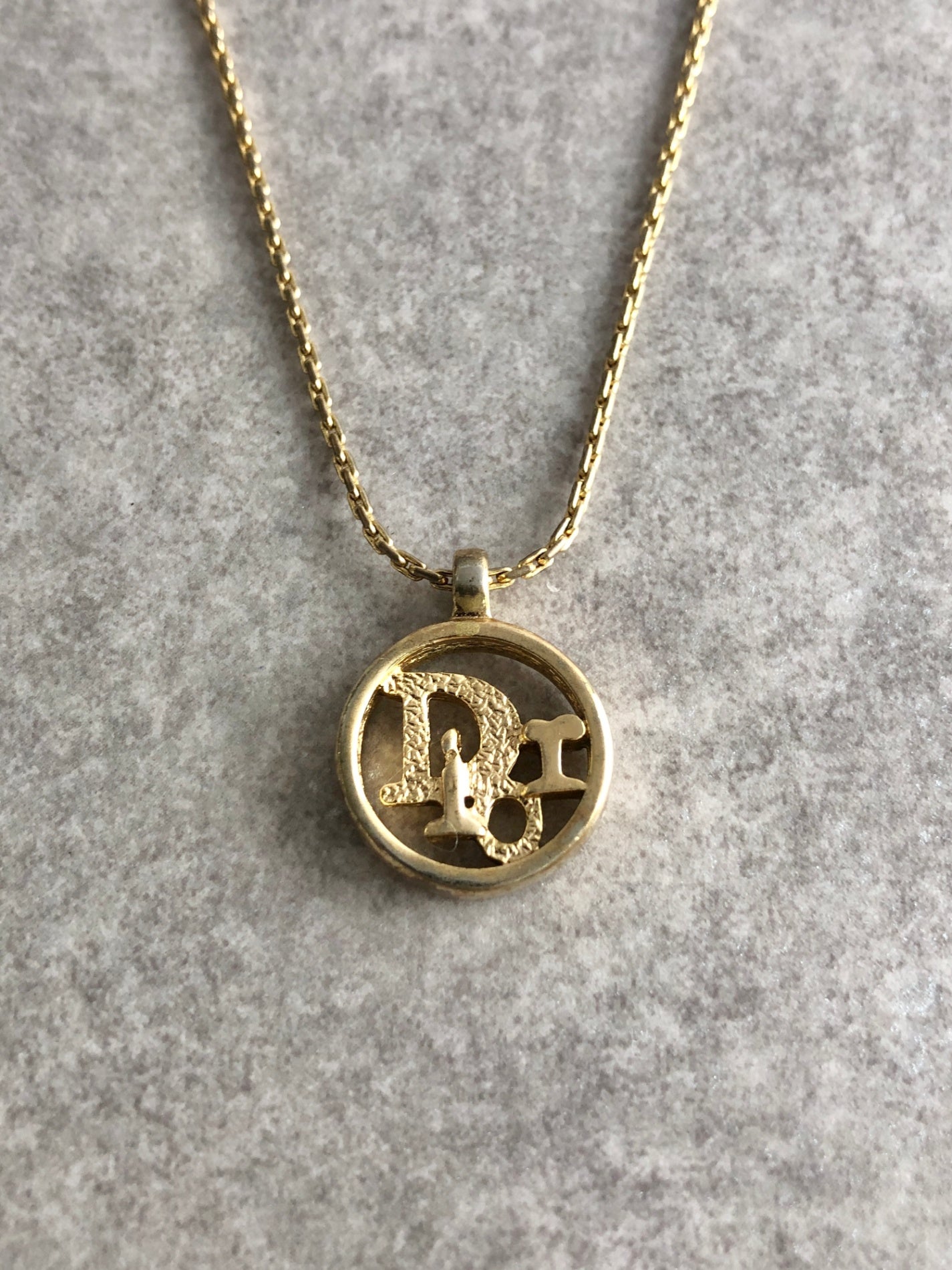 Christian Dior Logo Motif Necklace Gold Vintage fmzag2