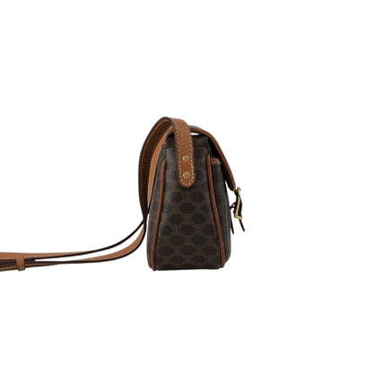 CELINE Macadam Blason Front Buckle  Shoulder bag Brown Vintage gzgnsp