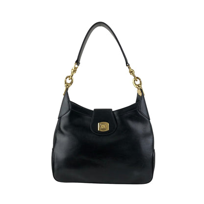 CELINE Blason Turn Lock Shoulder bag Hobobag Black Vintage re82zm