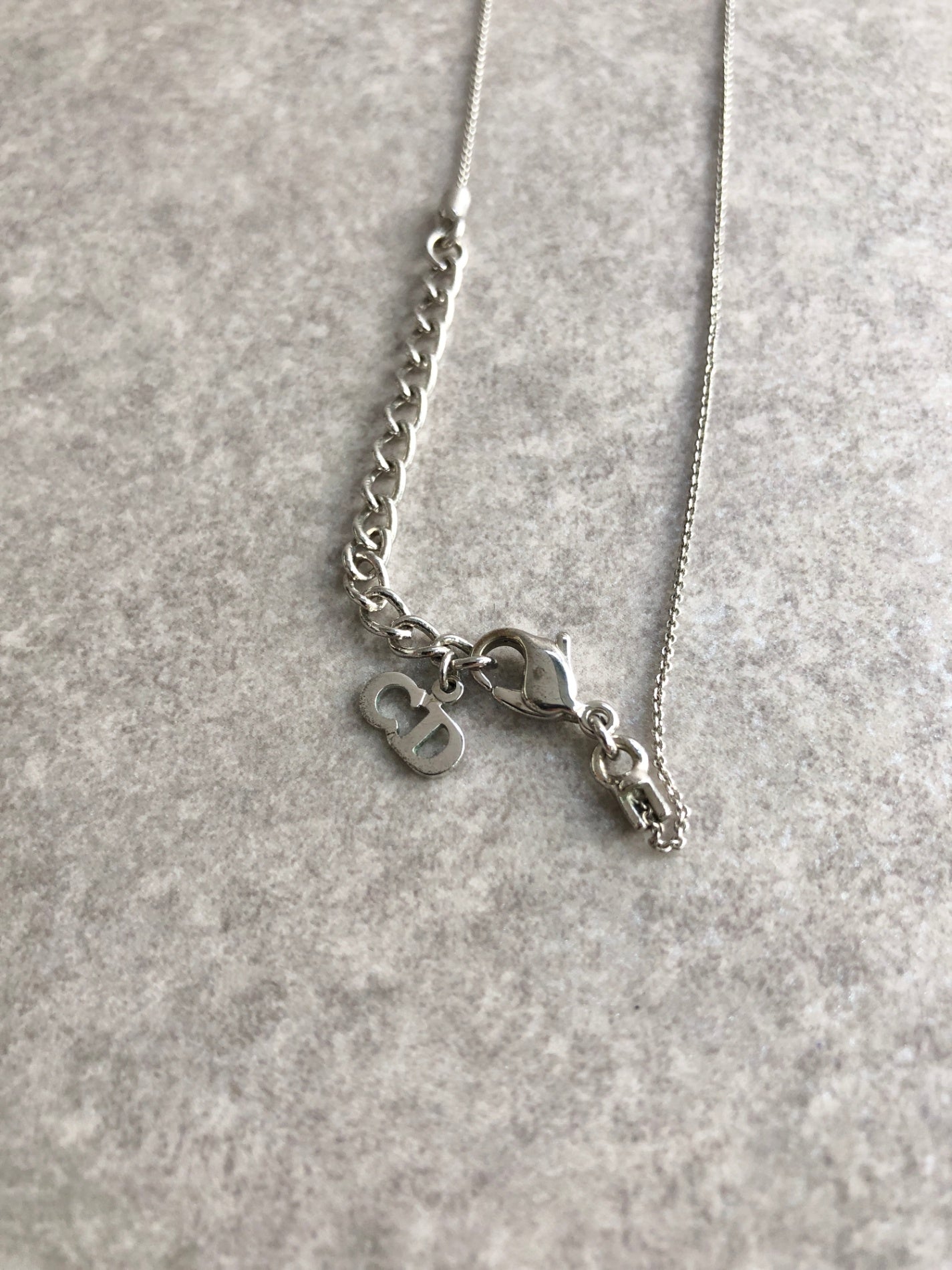Christian Dior CD Logo Necklace Silver Vintage ixy3ku