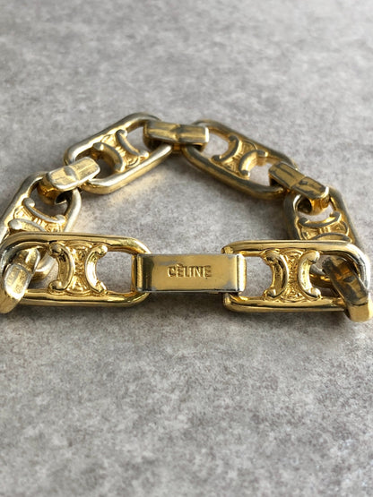 CELINE Triomphe Bracelet Gold Vintage 8z3fdy