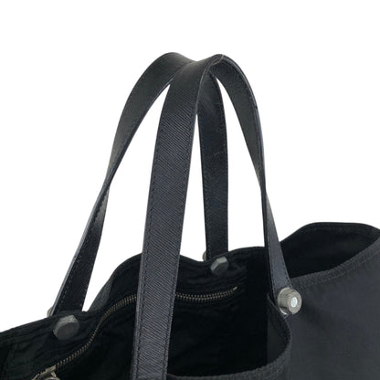 PRADA Tessuto Triangle Logo Handbag Totebag Black Vintage 7gtv72