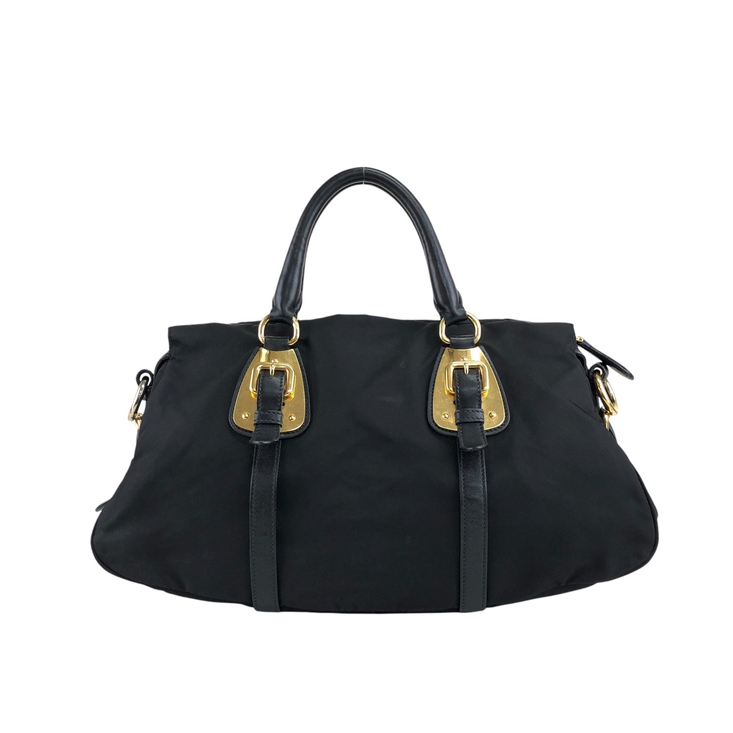 PRADA Logo Two-way Handbag Shoulder bag Black Vintage 7axa82