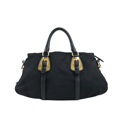 PRADA Logo Two-way Handbag Shoulder bag Black Vintage 7axa82