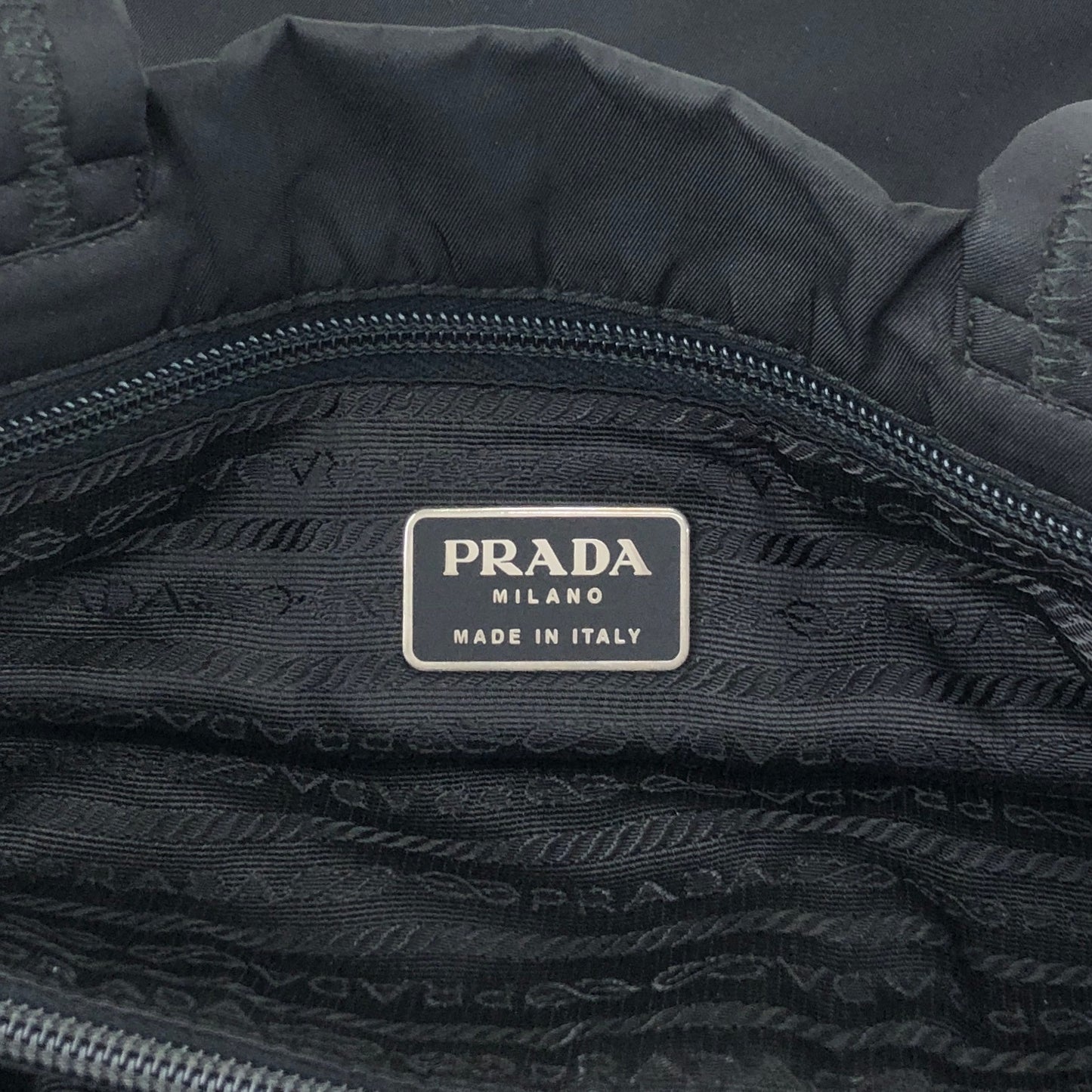 PRADA Tessuto Triangle Logo Handbag Totebag Black Vintage jsx3zw
