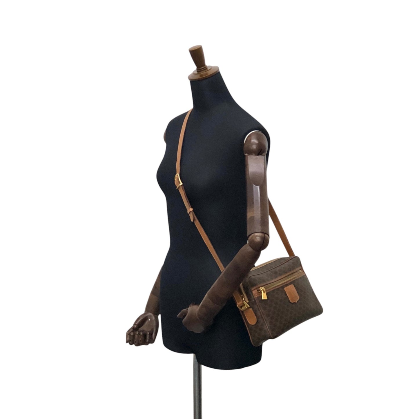 CELINE Macadam Blason Shoulder bag Brown Vintage 7dx72b