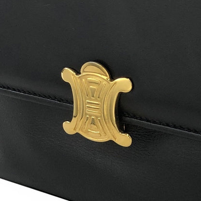 CELINE Triomphe Leather Crossbody Shoulder bag Black Vintage hn5feu